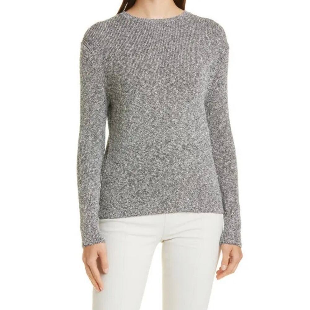 MM LAFLEUR Women’s Butler Bouclé Cotton Blend Black and white sweater